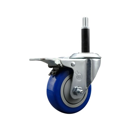 Service Caster 3.5'' Blue Poly Swivel 3/4'' Expanding Stem Caster Total Lock Brake SCC-EXTTL20S3514-PPUB-BLUE-34